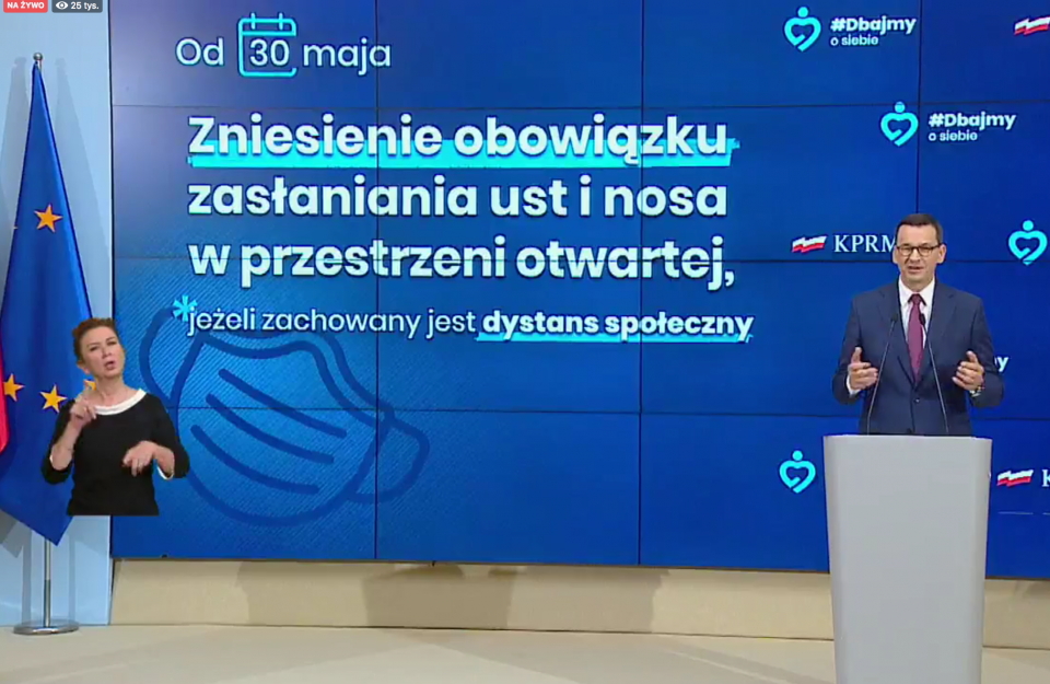 Trwa konferencja prasowa Premiera Mateusza Morawieckiego: Koniec z noszeniem maseczek ochronnych